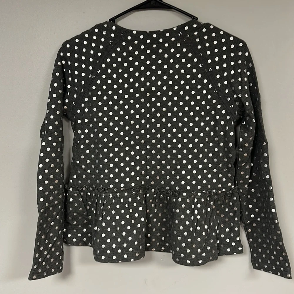 Annie Target Dark Gray with Silver Dots Knit Snap Front Top, NWOT, L (10 / 12)